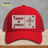 Christ Is Coming Novelty License Plate Hat Mesh / Red
