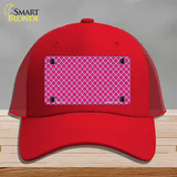 Pink White Quatrefoil Novelty License Plate Hat Mesh / Red