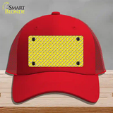 Yellow White Quatrefoil Novelty License Plate Hat Mesh / Red