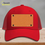 Orange White Quatrefoil Novelty License Plate Hat Mesh / Red