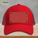 Red White Quatrefoil Novelty License Plate Hat Mesh / Red