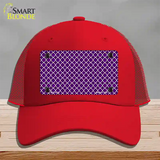 Purple White Quatrefoil Novelty License Plate Hat Mesh / Red