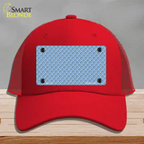 Light Blue White Quatrefoil Novelty License Plate Hat Mesh / Red