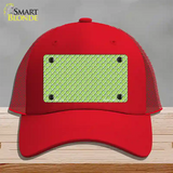 Lime Green White Quatrefoil Novelty License Plate Hat Mesh / Red