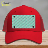 Mint White Quatrefoil Novelty License Plate Hat Mesh / Red