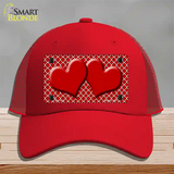 Red White Quatrefoil Red Center Hearts Novelty License Plate Hat Mesh / Red