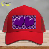 Purple White Quatrefoil Purple Center Hearts Novelty License Plate Hat Mesh / Red