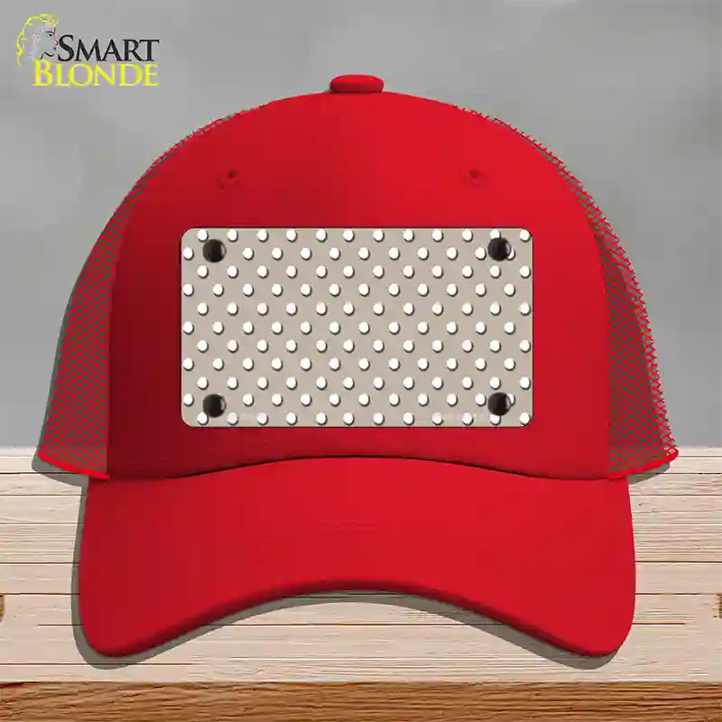 Tan Polka Dot Novelty License Plate Hat Mesh / Red