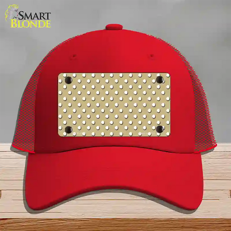 Gold Polka Dot Novelty License Plate Hat Mesh / Red