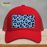 Light Blue Black Cheetah Novelty License Plate Hat Mesh / Red