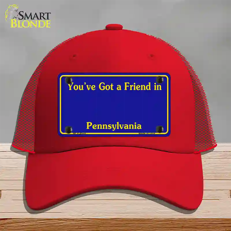 Pennsylvania Blue State Blank Novelty License Plate Hat Mesh / Red