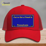 Pennsylvania Blue State Blank Novelty License Plate Hat Mesh / Red