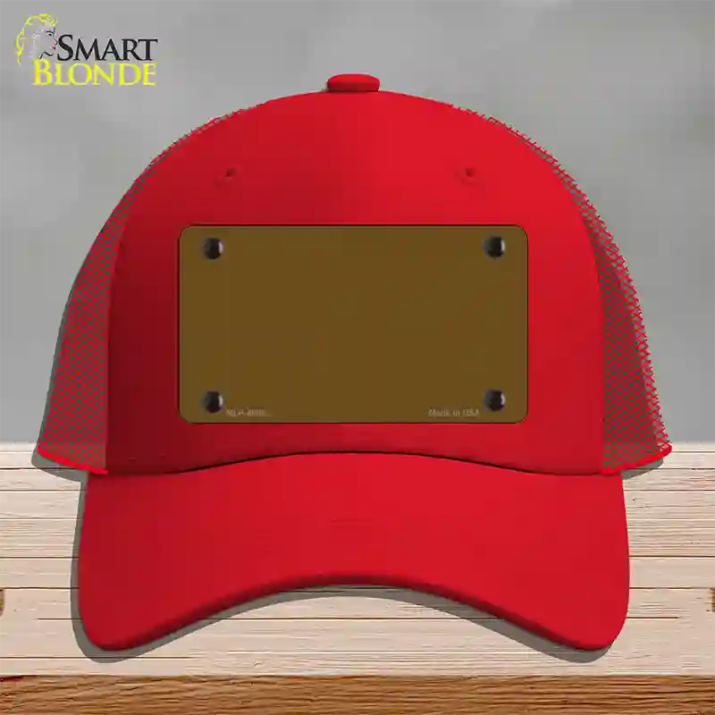 Brown Solid Novelty License Plate Hat Mesh / Red