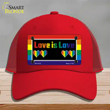 Love Is Love Novelty License Plate Hat Mesh / Red