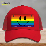 Smiley Face Novelty License Plate Hat Mesh Red