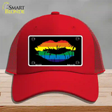 Lips Novelty License Plate Hat Mesh Red