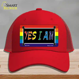 Yes I Am Novelty License Plate Hat Mesh Red