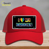 I Love My Daddies Novelty License Plate Hat Mesh / Red
