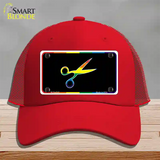 Scissors Novelty License Plate Hat Mesh Red