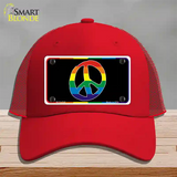 Peace Sign Novelty License Plate Hat Mesh Red