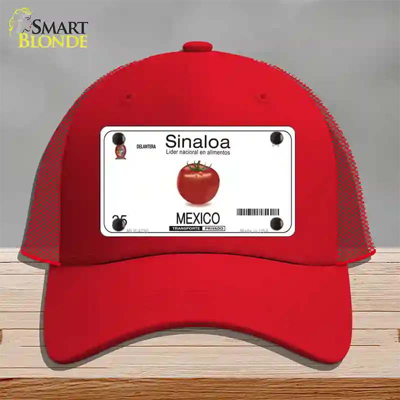 Sinaloa Mexico Novelty License Plate Hat Mesh / Red