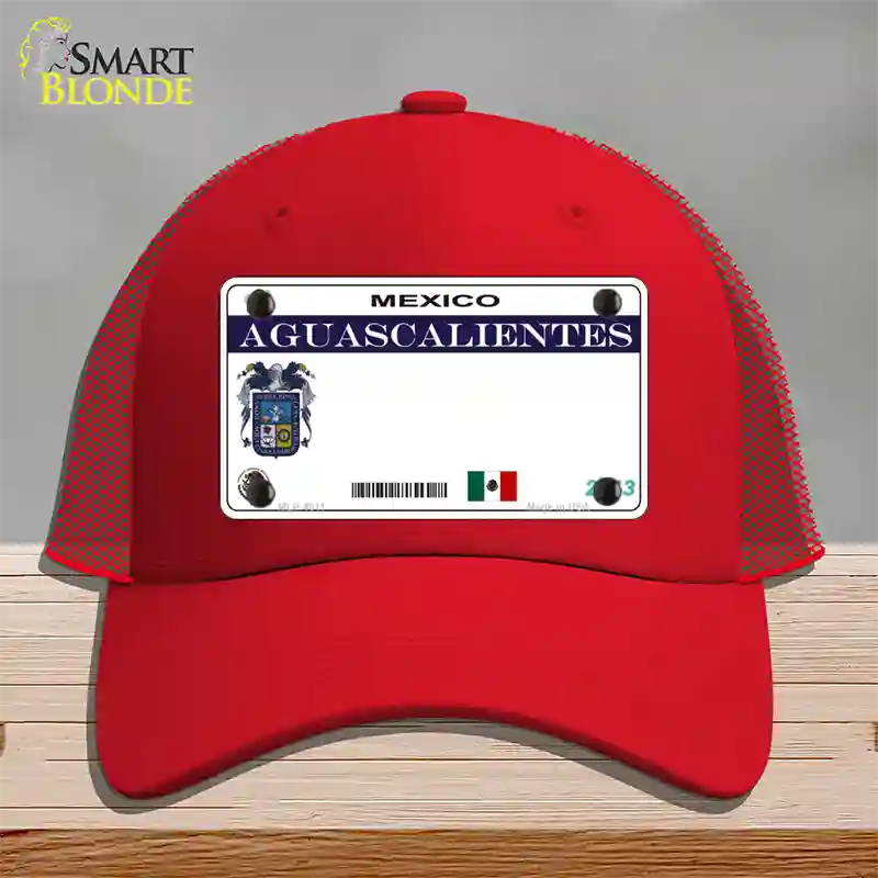 Aguascalientes Mexico Novelty License Plate Hat Mesh / Red