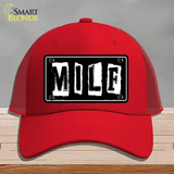 M.I.L.F Black Novelty License Plate Hat Mesh / Red