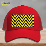 Yellow Black Chevron Novelty License Plate Hat Mesh / Red