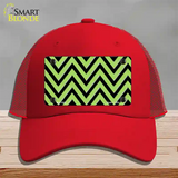 Lime Green Black Chevron Novelty License Plate Hat Mesh / Red