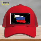 Russian Waving Flag Novelty License Plate Hat Mesh / Red