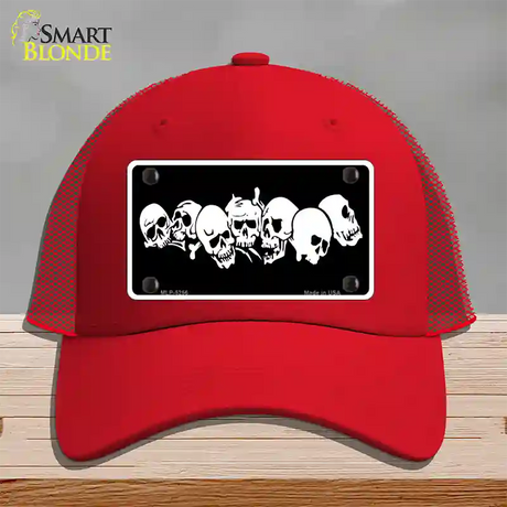 Skulls Novelty License Plate Hat Mesh / Red