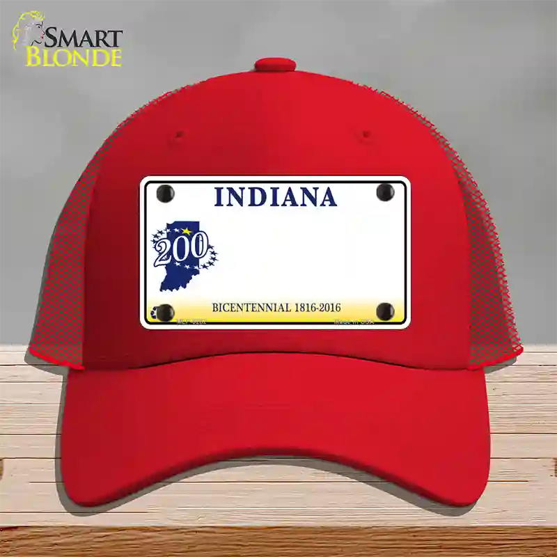 Indiana State Bicentennial Novelty License Plate Hat Mesh / Red