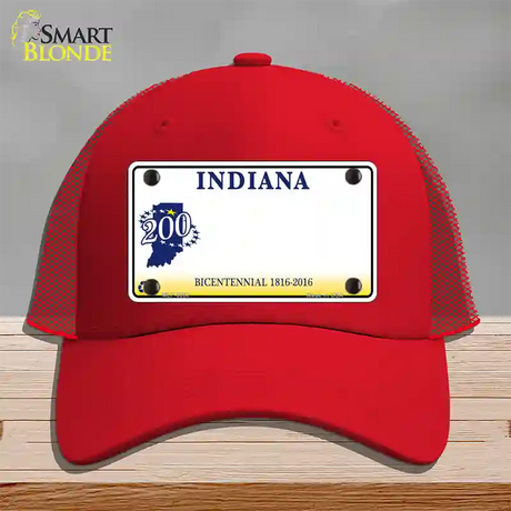 Indiana State Bicentennial Novelty License Plate Hat Mesh / Red