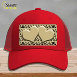 Gold Black Anchor Gold Heart Center Novelty License Plate Hat Mesh / Red