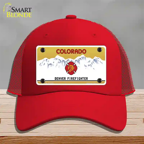 Denver Fire Fighter Novelty License Plate Hat Mesh / Red