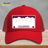Colorado State Blank Novelty License Plate Hat Mesh / Red