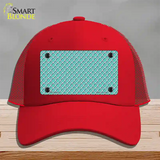Tiffany Blue White Quatrefoil Novelty License Plate Hat Mesh / Red