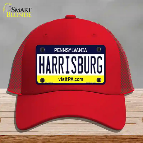 Harrisburg Pennsylvania State Novelty License Plate Hat Mesh / Red