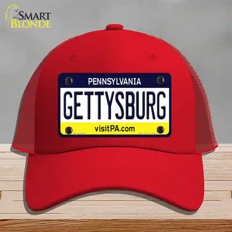 Gettysburg Pennsylvania State Novelty License Plate Hat Mesh / Red