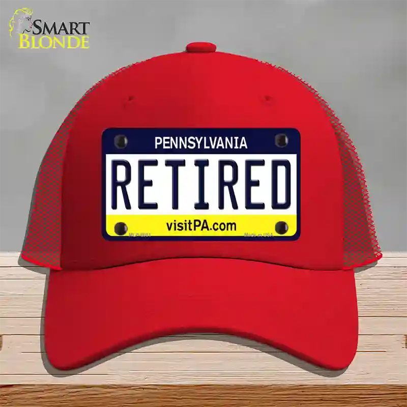 Retired Pennsylvania State Novelty License Plate Hat Mesh / Red