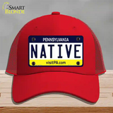 Native Pennsylvania State Novelty License Plate Hat Mesh / Red