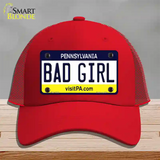 Bad Girl Pennsylvania State Novelty License Plate Hat Mesh / Red