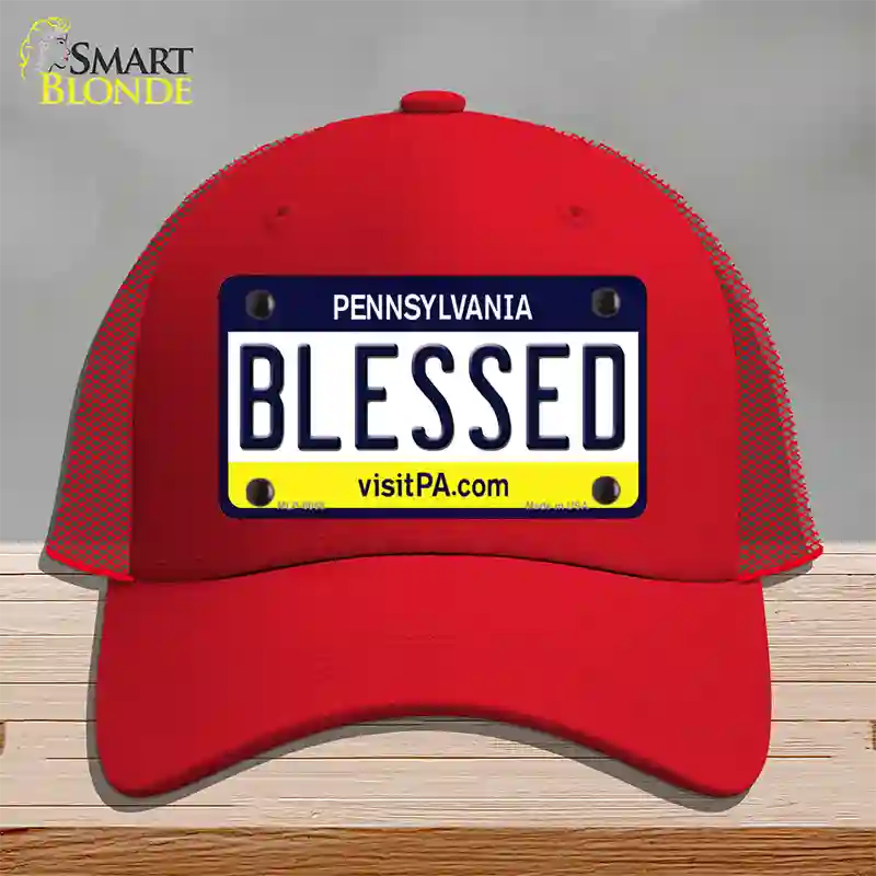 Blessed Pennsylvania State Novelty License Plate Hat Mesh / Red