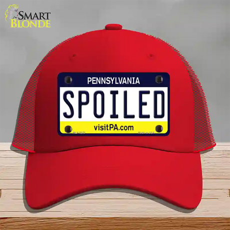 Spoiled Pennsylvania State Novelty License Plate Hat Mesh / Red