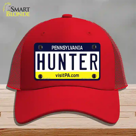 Hunter Pennsylvania State Novelty License Plate Hat Mesh / Red