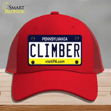 Climber Pennsylvania State Novelty License Plate Hat Mesh / Red