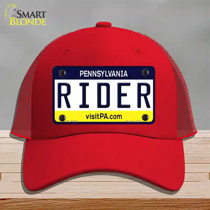 Rider Pennsylvania State Novelty License Plate Hat Mesh / Red