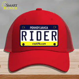 Rider Pennsylvania State Novelty License Plate Hat Mesh / Red