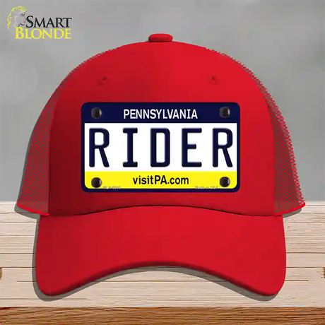 Rider Pennsylvania State Novelty License Plate Hat Mesh / Red