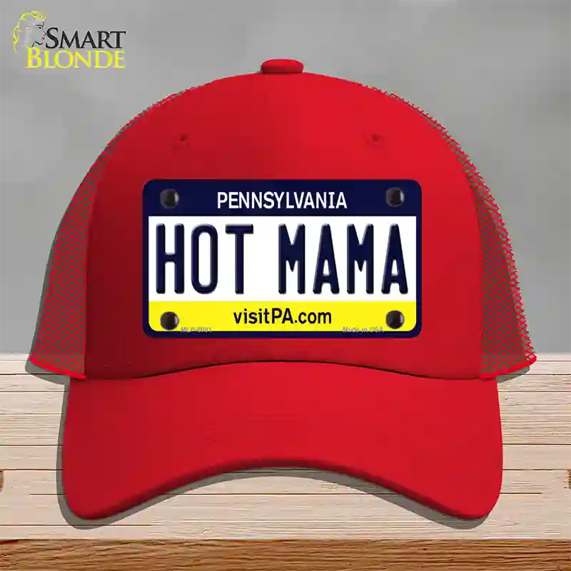 Hot Mama Pennsylvania State Novelty License Plate Hat Mesh / Red